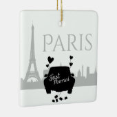 Just Married Paris Eiffel Tower Couple Weihnachten Keramikornament (Rechts)