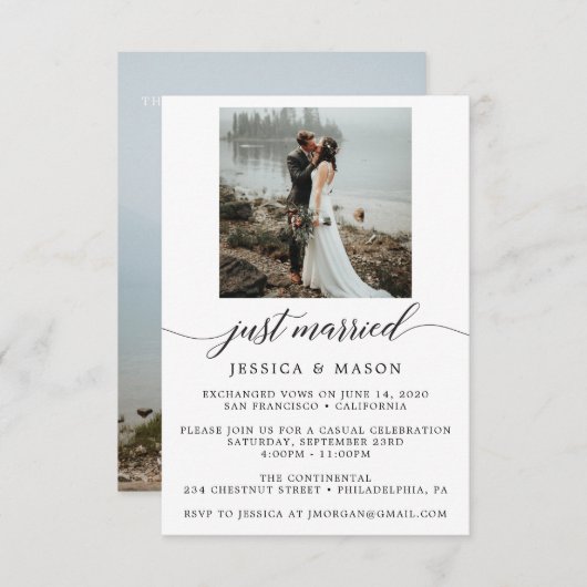 Just Married Party Einladung Eloped Ankündigung (Vorne/Hinten)