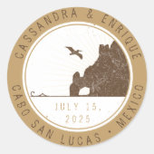 Just Married | Passport-Briefmarke | Cabo San Luca Runder Aufkleber (Vorderseite)