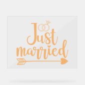 Just Married Peach Acrylschild (Vorderseite)