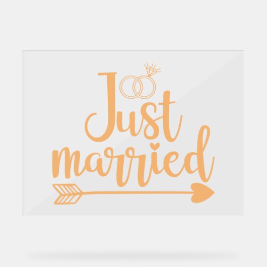 Just Married Peach Acrylschild (Vorderseite)