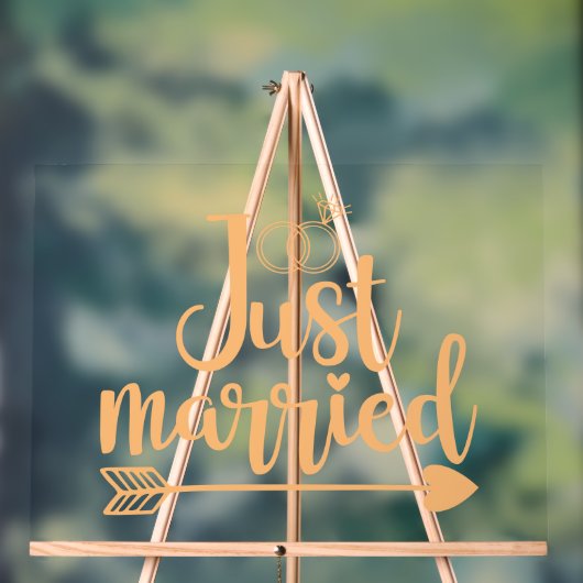 Just Married Peach Acrylschild (Neutral)