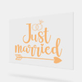 Just Married Peach Acrylschild (Winkel)