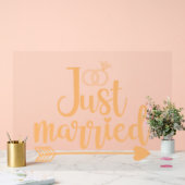 Just Married Peach Acrylschild (Hochzeit)