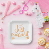 Just Married Peach Pappteller (Party)