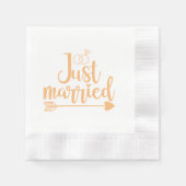 Just Married Peach Serviette (Vorderseite)