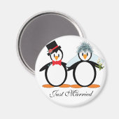 Just Married Pengos Magnet (Vorderseite/Rückseite)