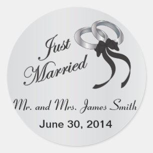 Just Married Personalisieren Runder Aufkleber