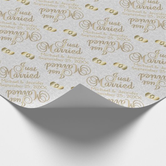 Just Married - Personalisiert Geschenkpapier (Ecke)