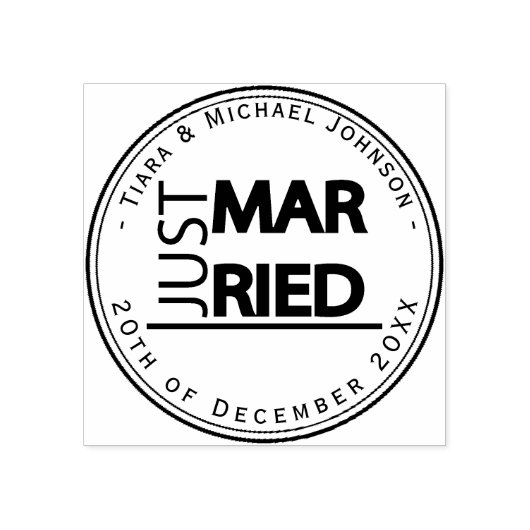 Just Married - Personalize Gummistempel (Prägung)