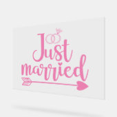 Just Married Pink Acrylschild (Winkel)