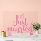 Just Married Pink Acrylschild (Hochzeit)