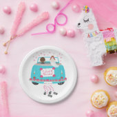 Just Married Pink Blue Wedding Bride Groom Pappteller (Party)