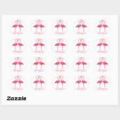 Just Married Pink Flamingo Tropical Beach Hochzeit Runder Aufkleber (Blatt)