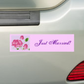 "Just Married" Pink Lavender Rose Autoaufkleber (Auf Auto)