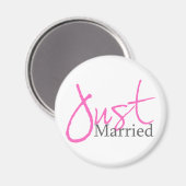 Just Married (Pink Script) Magnet (Vorderseite/Rückseite)