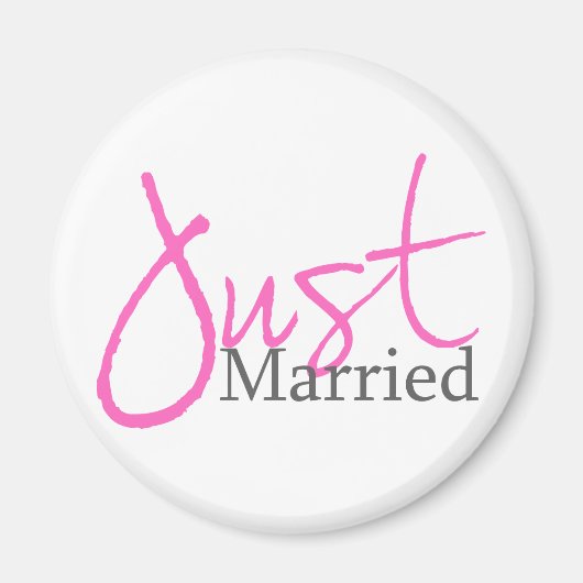 Just Married (Pink Script) Magnet (Vorne)