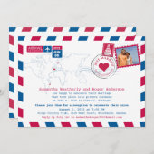 Just Married | Portugal Airmail Post Empfang Einladung (Vorne/Hinten)