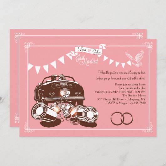 Just Married Post Wedding Brunch Einladungen (Vorne/Hinten)