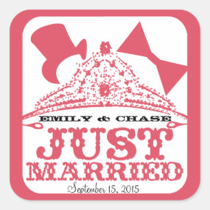 Just Married Princess Bride Tiara Wedding Sticker