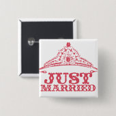 Just Married Princess Bride Tiara Weddings Button (Vorne & Hinten)