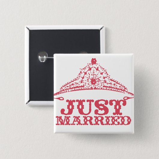 Just Married Princess Bride Tiara Weddings Button (Vorne & Hinten)