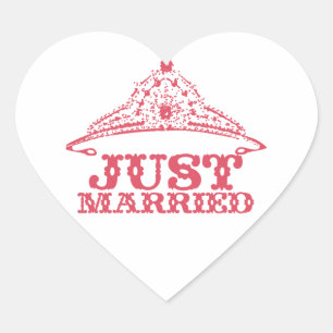 Just Married Princess Bride Tiara Weddings Herz-Aufkleber