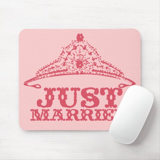 Just Married Princess Bride Tiara Weddings Mousepad (Mit Mouse)