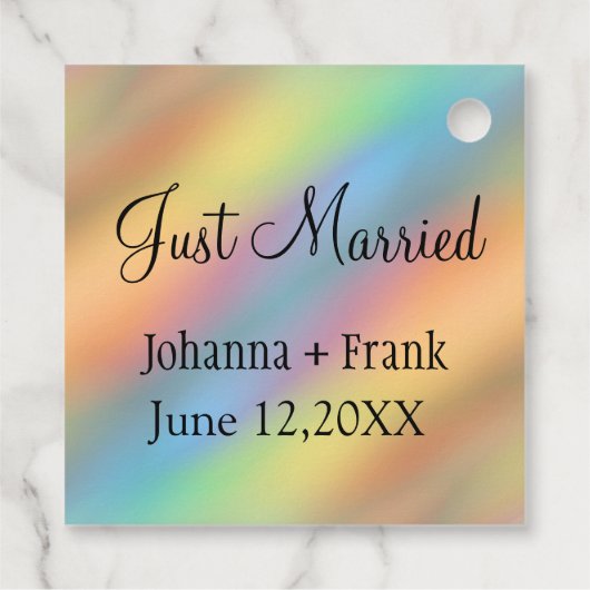 Just Married Rainbow Colors Abstrakt Geschenkanhänger (Rückseite)