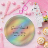Just Married Rainbow Colors Abstrakt Pappteller (Party)