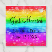 Just Married Rainbow Colors Geschenkanhänger (Rückseite)