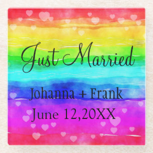 Just Married Rainbow Glasuntersetzer