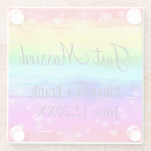 Just Married Rainbow Glasuntersetzer (Rückseite)