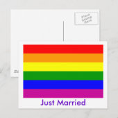 Just Married Rainbow Pride Ankündigungspostkarte (Vorne/Hinten)