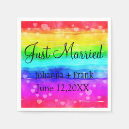 Just Married Rainbow Serviette