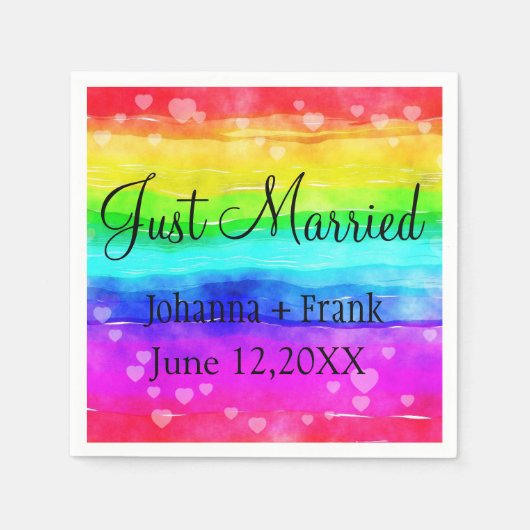 Just Married Rainbow Serviette (Vorderseite)