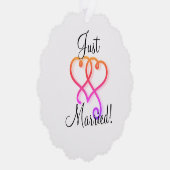 Just Married Rainbow Wirbel Hearts Ornament Karte (Rechts)