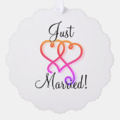 Just Married Rainbow Wirbel Hearts Ornament Karte (Vorderseite)