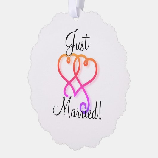 Just Married Rainbow Wirbel Hearts Ornament Karte (Links)