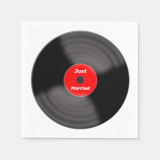 Just Married Record Paper Napkins Serviette (Vorderseite)