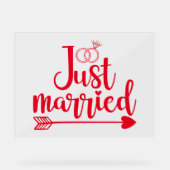 Just Married Red Acrylschild (Vorderseite)
