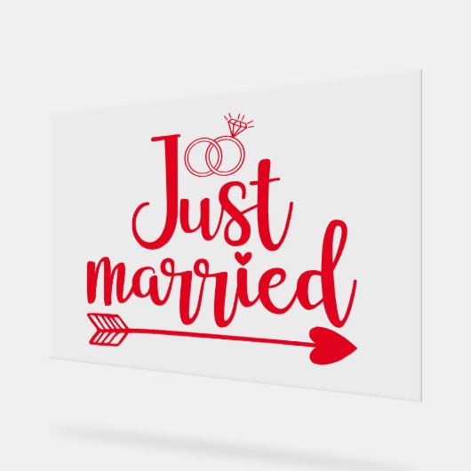 Just Married Red Acrylschild (Winkel)