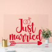 Just Married Red Acrylschild (Hochzeit)