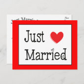 Just Married Red Heart Wedding Ankündigung (Vorne/Hinten)
