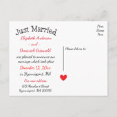 Just Married Red Heart Wedding Ankündigung (Rückseite)