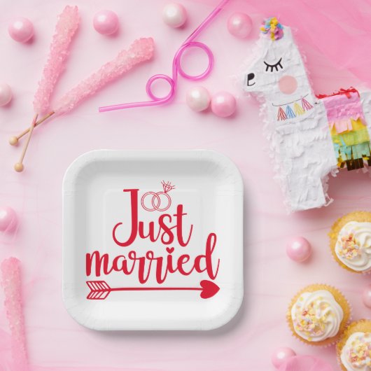 Just Married Red Pappteller (Party)