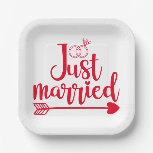Just Married Red Pappteller (Vorderseite)