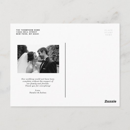 Just Married Retro Bold Typografy Foto Overlay Postkarte (Rückseite)