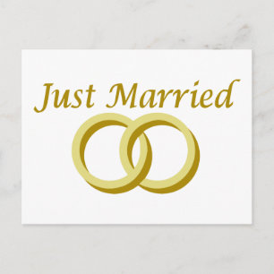 Just Married rings Ankündigungspostkarte