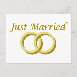 Just Married rings Ankündigungspostkarte